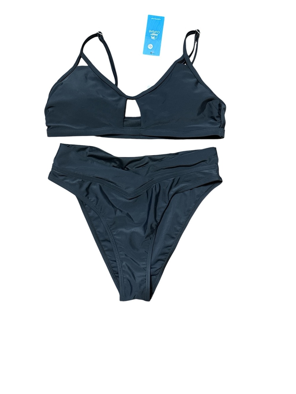 Cupshe Women’s Black Two-Piece V-Waist Bikini M NWT